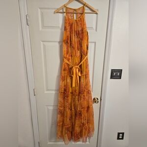 Candalite Flowy Orange Floral Maxi Dress Size 2X READ CONDITION